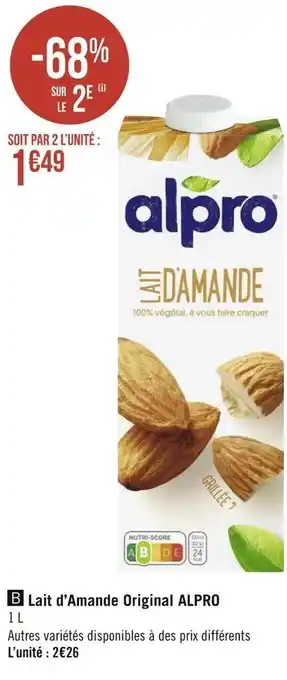 Géant Casino Alpro lait d’amande original offre