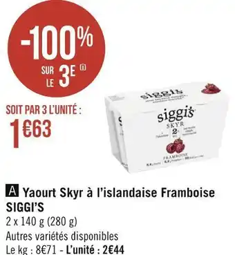 Siggi’s yaourt skyr à l’islandaise framboise