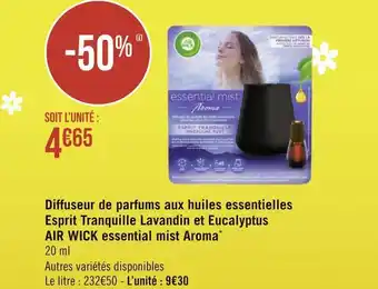 Air wick diffuseur de parfums aux huiles essentielles esprit tranquille lavandin et eucalyptus essential mist aroma*