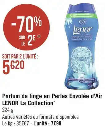 Géant Casino Lenor parfum de linge en perles envolée d’air la collection* offre