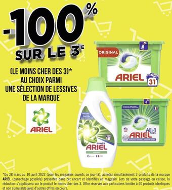 Géant Casino Ariel bon plan sur une sélection de lessives de la marque ariel offre