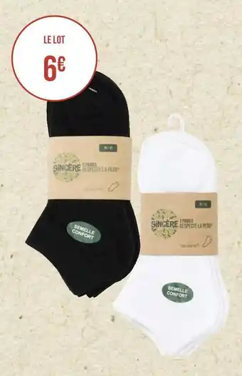Géant Casino Sincere bon plan sur une selection de chaussettes ou soquettes homme et femme offre