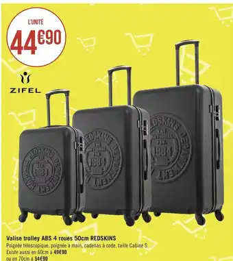 Géant Casino Redskins valise trolley abs 4 roues 50cm offre