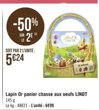 Géant Casino Lindt lapin or panier chasse aux oeufs offre