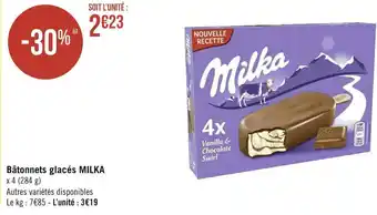 Géant Casino Milka bâtonnets glacés offre