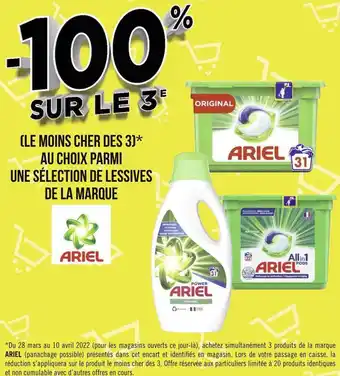 Géant Casino Ariel bon plan sur une sélection de lessives de la marque ariel offre