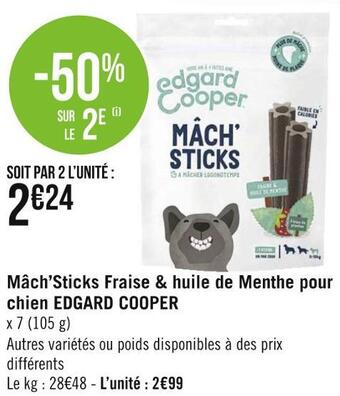 Géant Casino Edgard cooper mâch’sticks fraise & huile de menthe pour chien offre