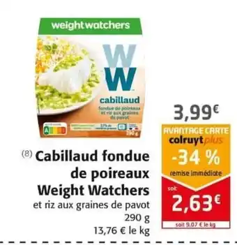 Colruyt Cabillaud fondue de Poireaux offre