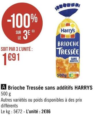Géant Casino Harrys brioche tressée sans additifs offre
