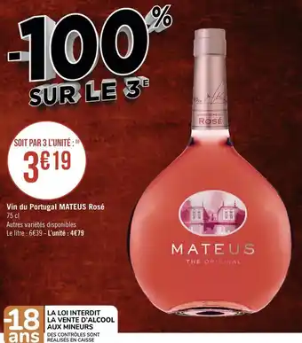 Géant Casino Mateus vin du portugal rosé offre