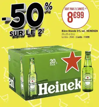 Géant Casino Heineken bière blonde 5% vol. offre