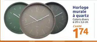 Action Horloge murale à quartz offre