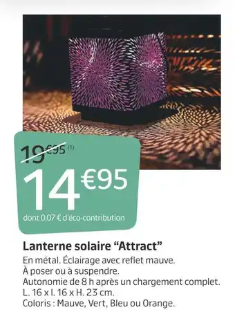 Jardiland Lanterne solaire “attract” offre
