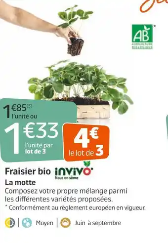 Jardiland Invivo fraisier bio offre