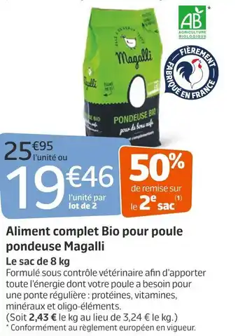 Jardiland Magalli aliment complet bio pour poule pondeuse offre