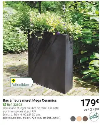 Gamm vert Bac à fleurs muret mega ceramics offre