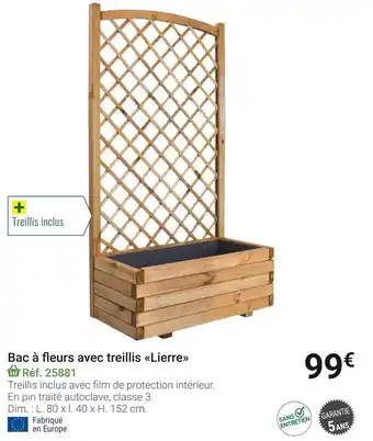 Gamm vert Bac à fleurs avec treillis lierre offre