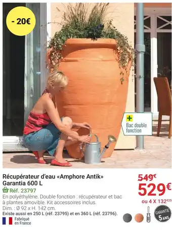 Gamm vert Récupérateur d’eau amphore antik garantia offre