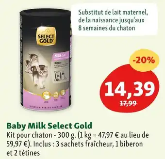 Maxi Zoo Select gold baby milk offre