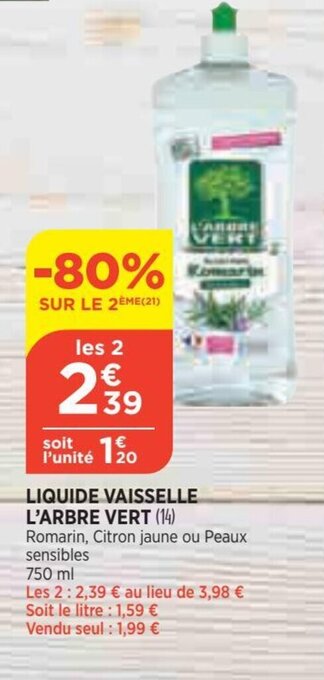 Bi1 Liquide vaisselle l'arbre vert offre