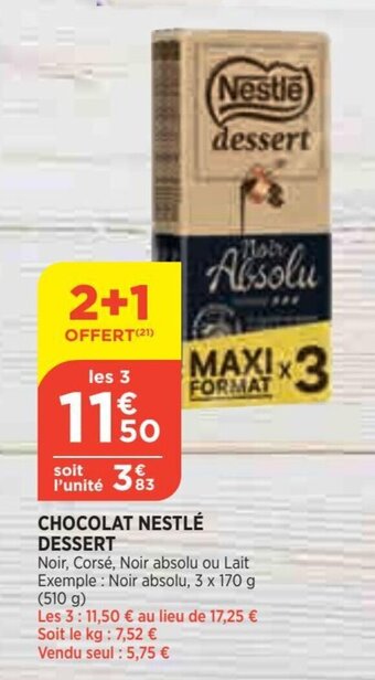 Bi1 Chocolat nestlé dessert offre