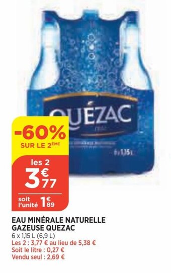 Bi1 Eau minérale naturelle gazeuse quezac offre