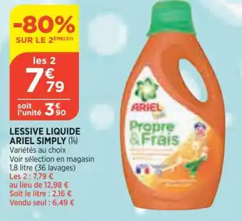 Bi1 Lessive liquide ariel simply offre