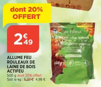 Bi1 Allume feu rouleaux de laine de bois actifeu offre