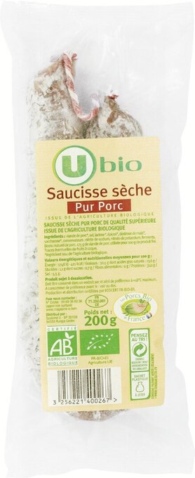 U Express SAUCISSE SECHE COURBE OU SAUCISSON SEC BIO offre