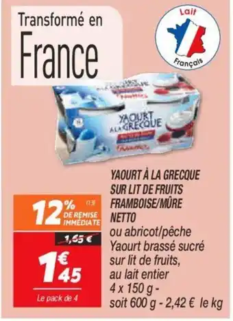 Netto Yourt À la grecque sur lit de fruits offre