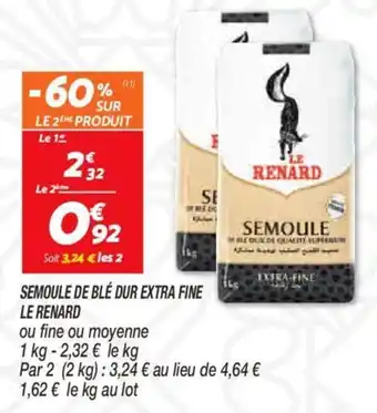 Semoule de blé dur extra fine le renard