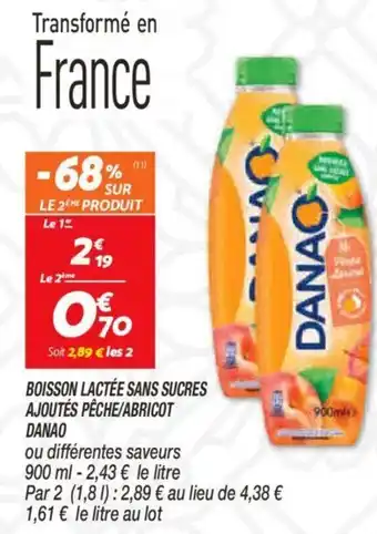 Netto Boisson lactée sans sucres ajoutés péche/abricot danao offre