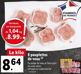 Lidl 8 Paupiettes de veau offre