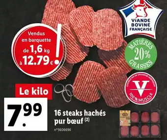 Lidl 16 Steaks hachés pur bœuf offre