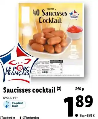 Lidl Saucisses cocktail offre