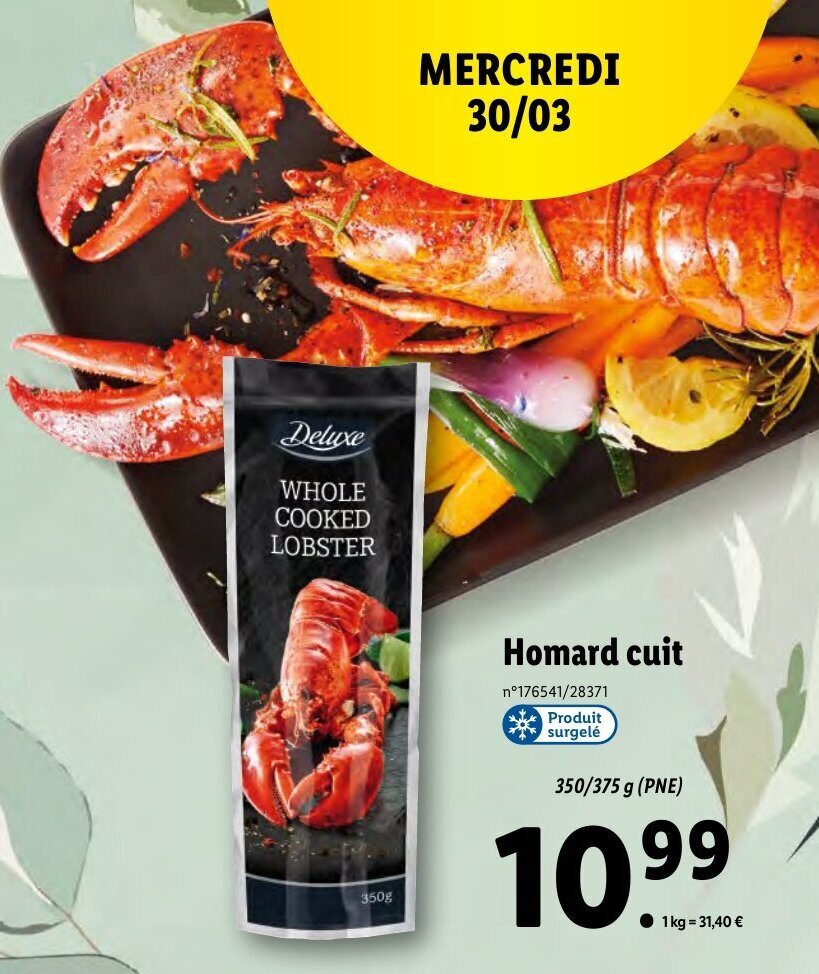 Promo Homard cuit chez Lidl