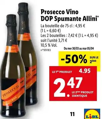 Lidl Prosecco vino DOP spumante allini offre