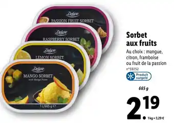 Lidl Sorbet aux fruits offre