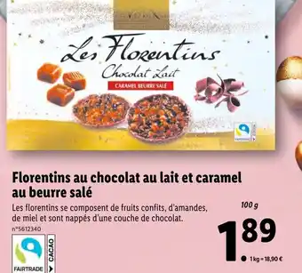 Lidl Florentins au chocolat au lait et caramel au beurre sale offre