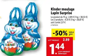 Lidl Kinder moulage lapin surprise offre