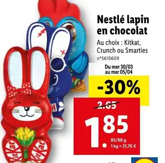 Lidl Nestlé lapin en chocolat offre