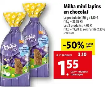 Lidl Milka mini lapins en chocolat offre