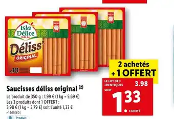 Lidl Saucisses déliss original offre