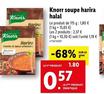 Lidl Knorr soupe harira halal offre