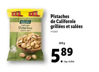 Lidl Pistaches de californie grillées et salées offre