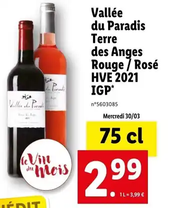 Lidl Vallée du paradis terre des anges rouge offre