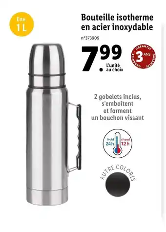 Lidl Bouteille isotherme en acier inoxydable offre