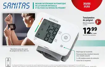 Lidl Tensiomètre de poignet offre