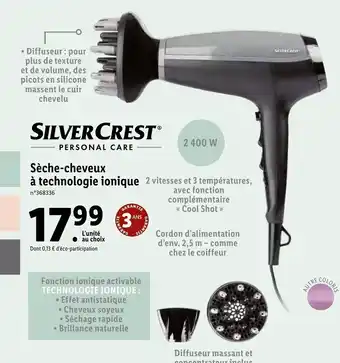 Lidl Sèche-cheveux à technologie ionique offre