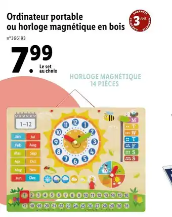 Ordinateur portable ou horlage magnétique en bois